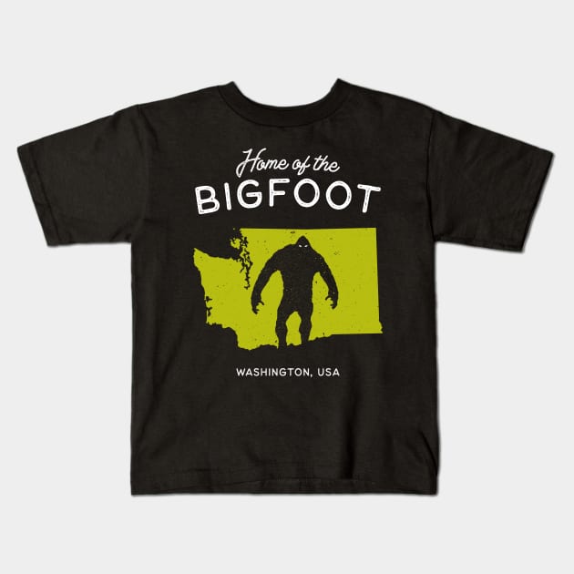 Home of the Bigfoot Kids T-Shirt by Strangeology